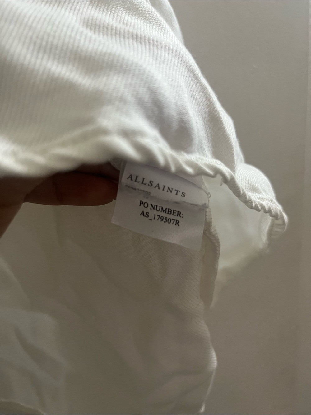 AllSaints Cream Gathered Elastic-Neck Blouse - Picture 4 of 4